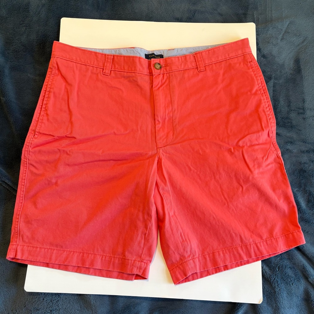 Club Room Men's 4-Way Stretch Shorts - Medium Red (Size 36)
